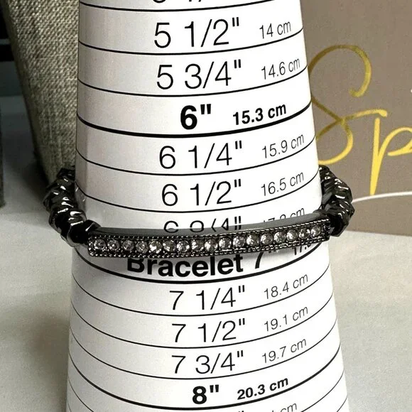 Park Lane Jewelry Serena Bracelet Hematite Tone Black Beaded W/ Rhinestone Bar - Picture 5 of 6